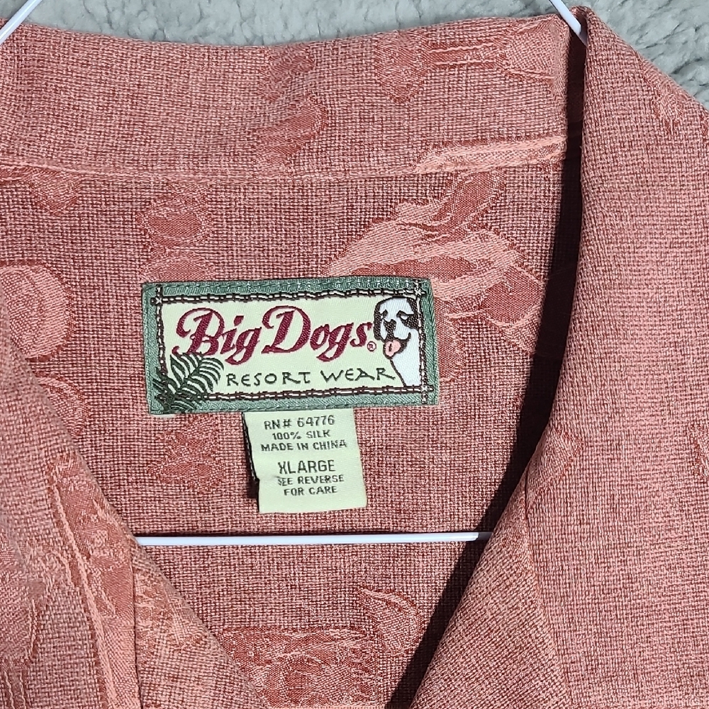 Big Dogs Salmon Silk Resort Wear Shirt XL - Picture 2 of 7
